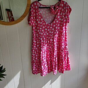 Sundress by Ultra Flirt in Pink & White Daisy Print. Hair scrunchy too! `Sz 1x